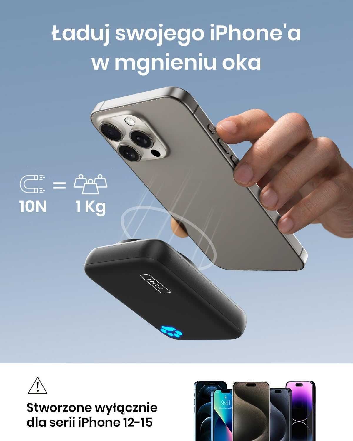 INIU BI-B43 PowerBank magnetyczny MagSafe 10000mAh 20W USB-C czarny
