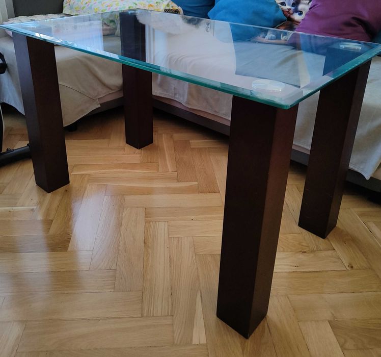 Elegancki stolik kawowy szklany, ława do salonu