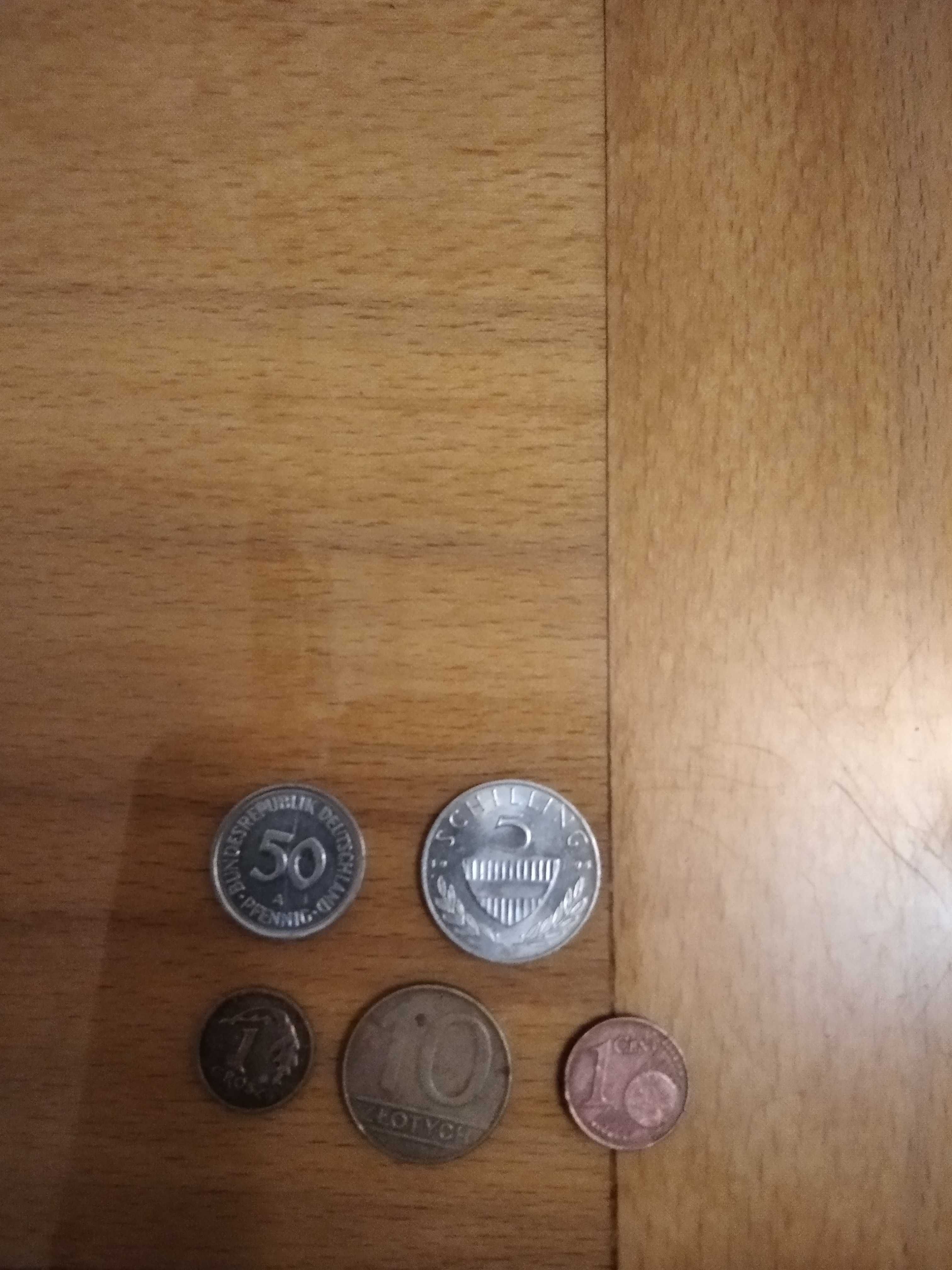 Лот из пяти монет ФРГ, Австрии, Польши и Словении