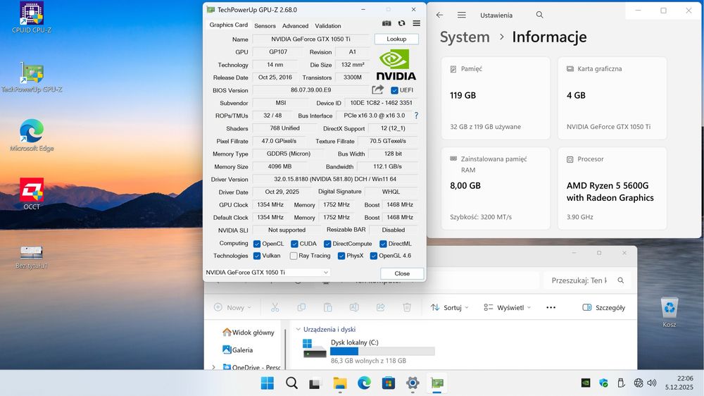 Komputer AM4 Ryzen 5 5600G/GTX 1050ti/120 gb ssd/8gb ddr4/Dell 300w