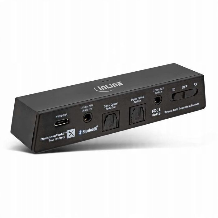 Inline Audio Nadajnik/Odbiornik, Bt 5.0, Aptx Ll, Jack + Toslink