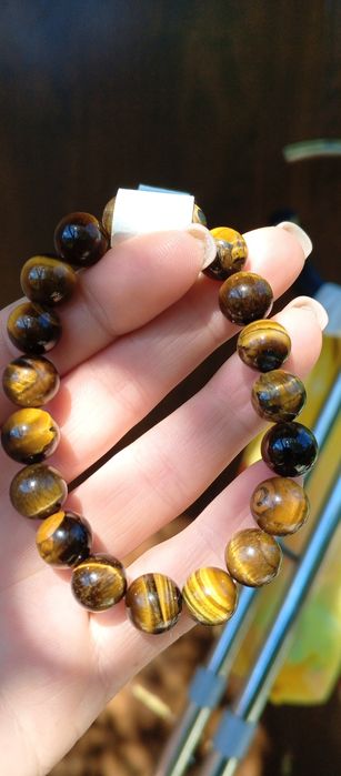 Браслет з натурального каміння. Оберіг. Тигрове око