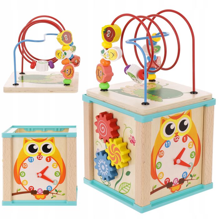 lt332 kostka montessori drewniana przeplatanka labirynt mula