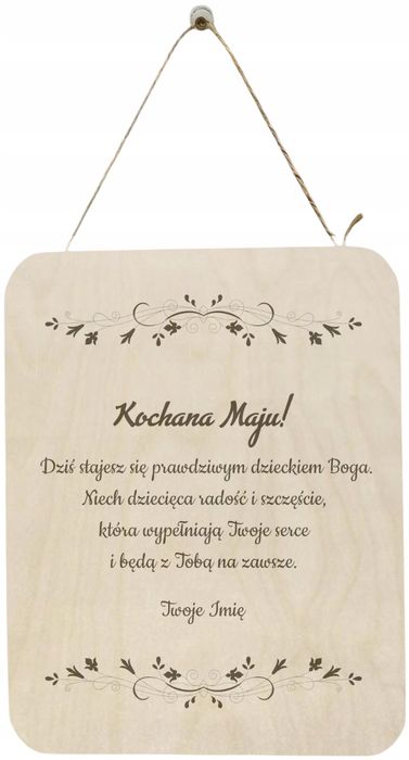Drewniana tabliczka  Pamiątka Chrztu Świętego Życzenia wz.2