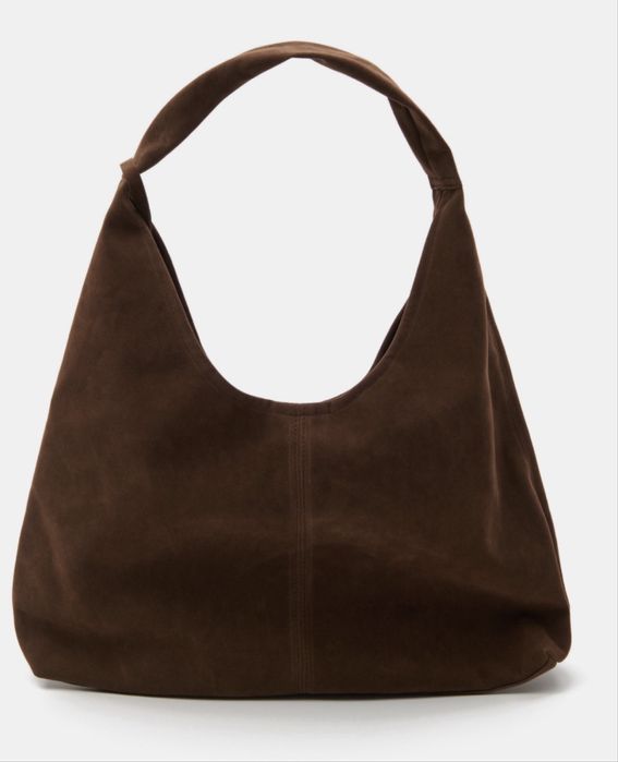 Коричнева замшева сумка шопер