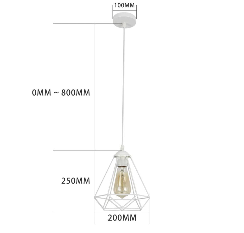 lampa wisząca vintage abażur w klatce biała