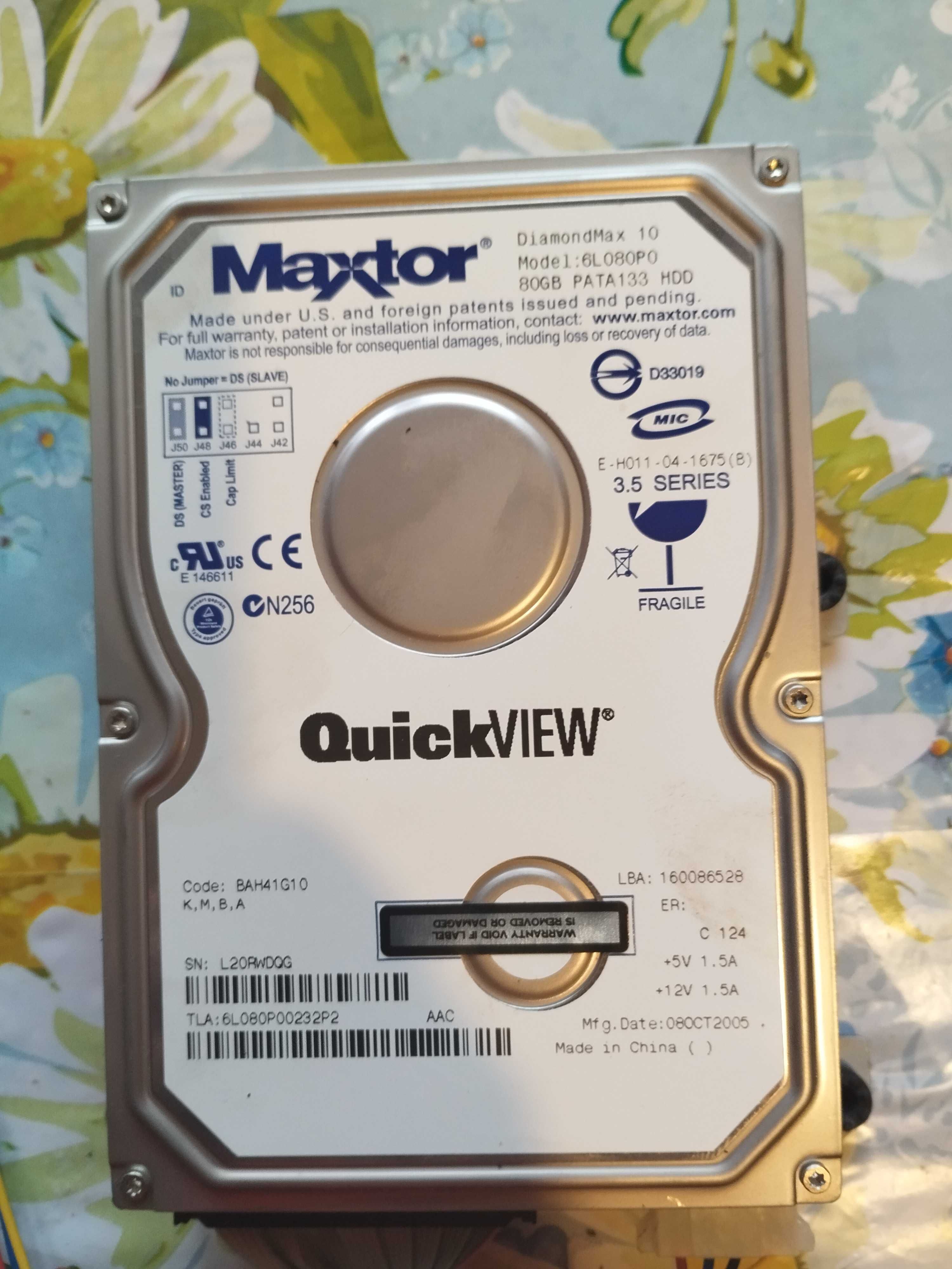dysk maxtor diamondmax 10 model:6l080p0 80gb ata 133 hdd 3,5 series