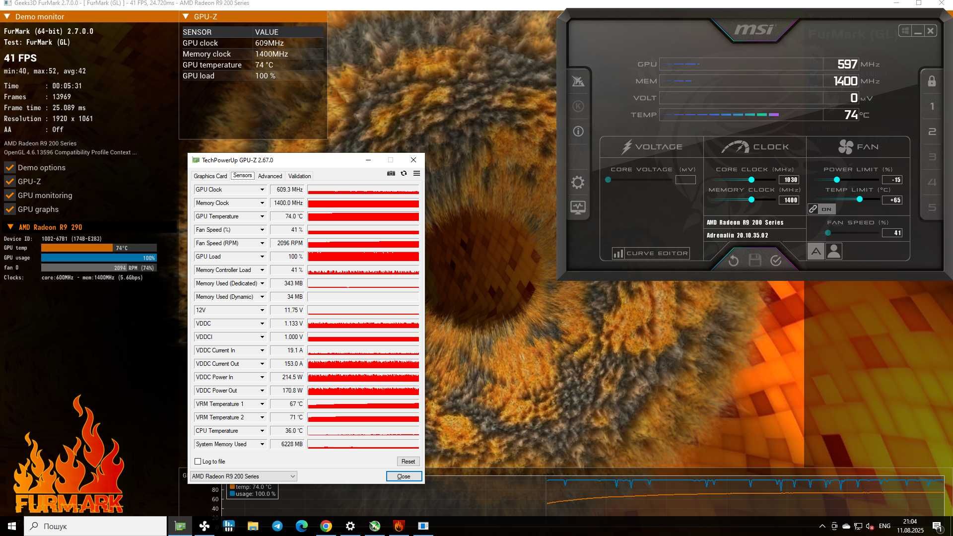 Відеокарта 4GB Sapphire AMD R9 290 512bit DDR5 Vapor-X