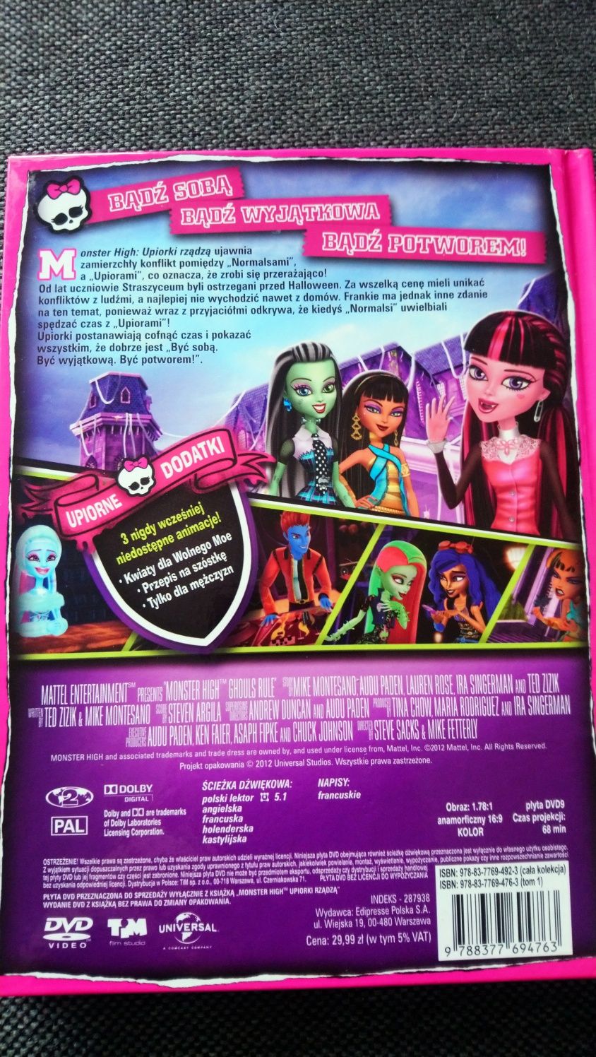 Monster High książka z płytą DVD