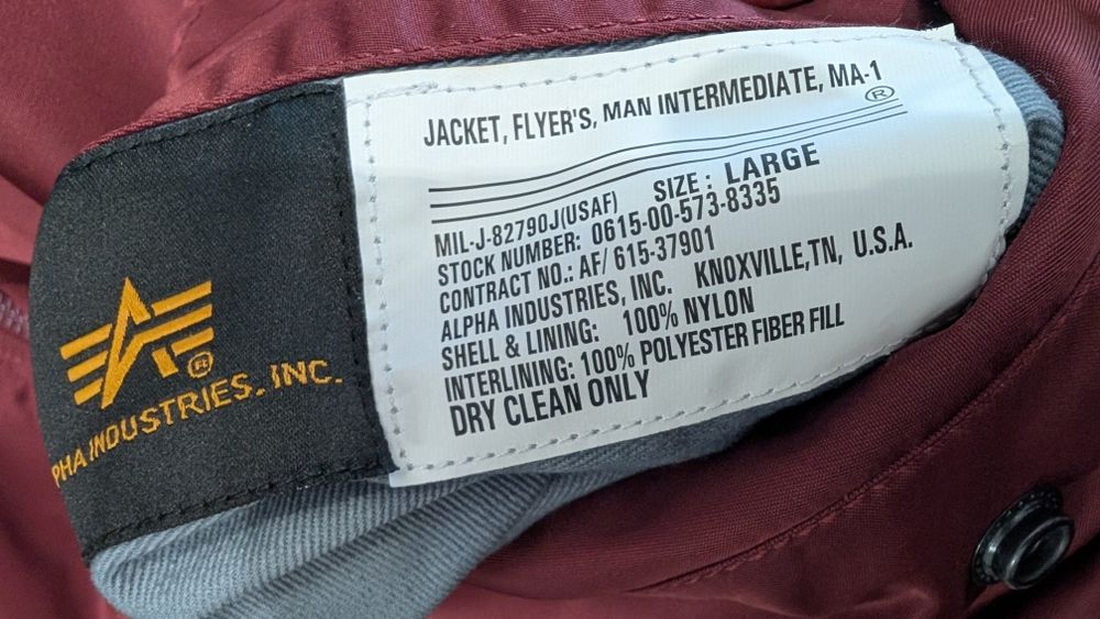 Alpha Industries MA-1 bomberka, kurtka L , flyers