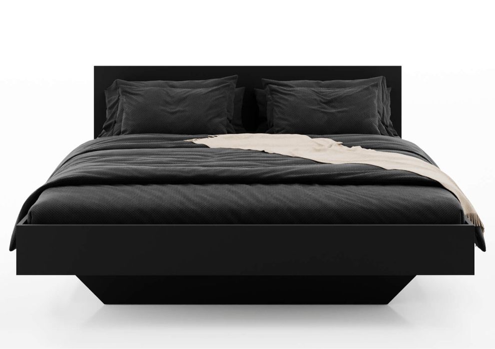 Łóżko lewitujące 160x200 czarne DM2 z płyty meblowej + materac