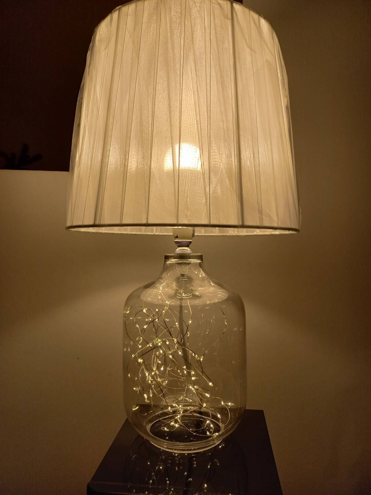 Lampa lampka glamour szklana przeźroczysta nocna stołowa