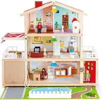Sustainable Wood Toy, Hape Doll Family Mansion Playset com 4 figuras