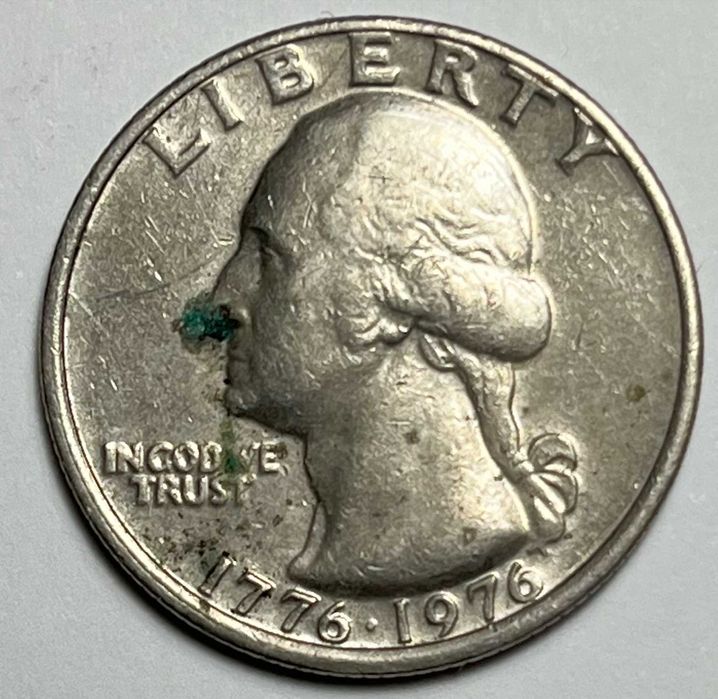 Quarter Dollar Washington, silver, 1976, sem marca de cunhagem