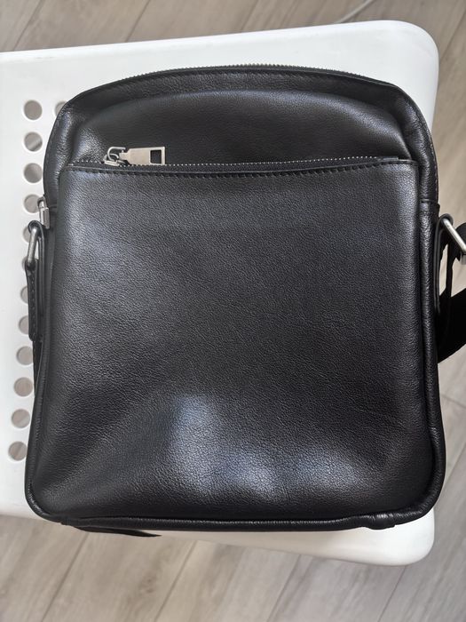 Сумка чоловіча чорна шкіряна / сумка мужская