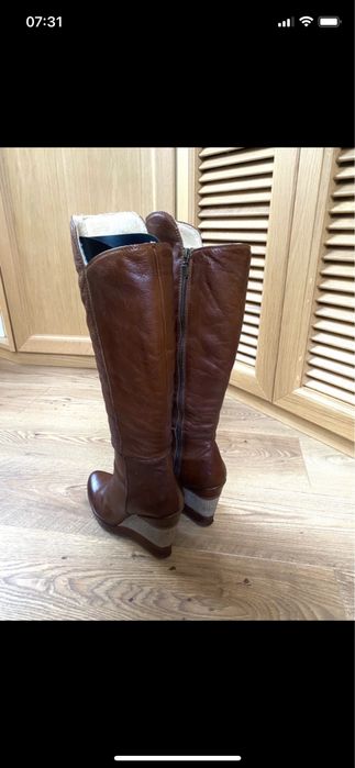 Skórzane kozaki z kożuszkiem w środku Venezia