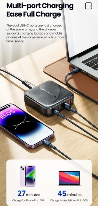 Зарядний пристрій Toocki 67W до смартфонів, планшетів, ноутбуків