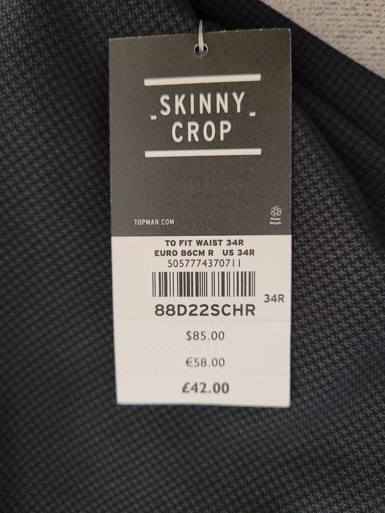 Spodnie męskie wizytowe Topman skinny crop