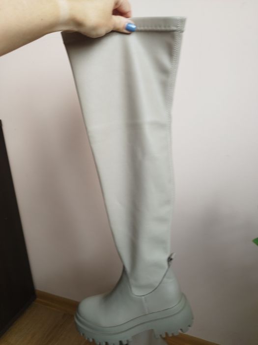 Шкіряні чоботи ботфорти осінь зима