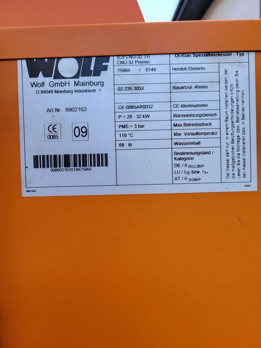 Kocioł CO gazowy 32kW WOLF z zasobnikiem