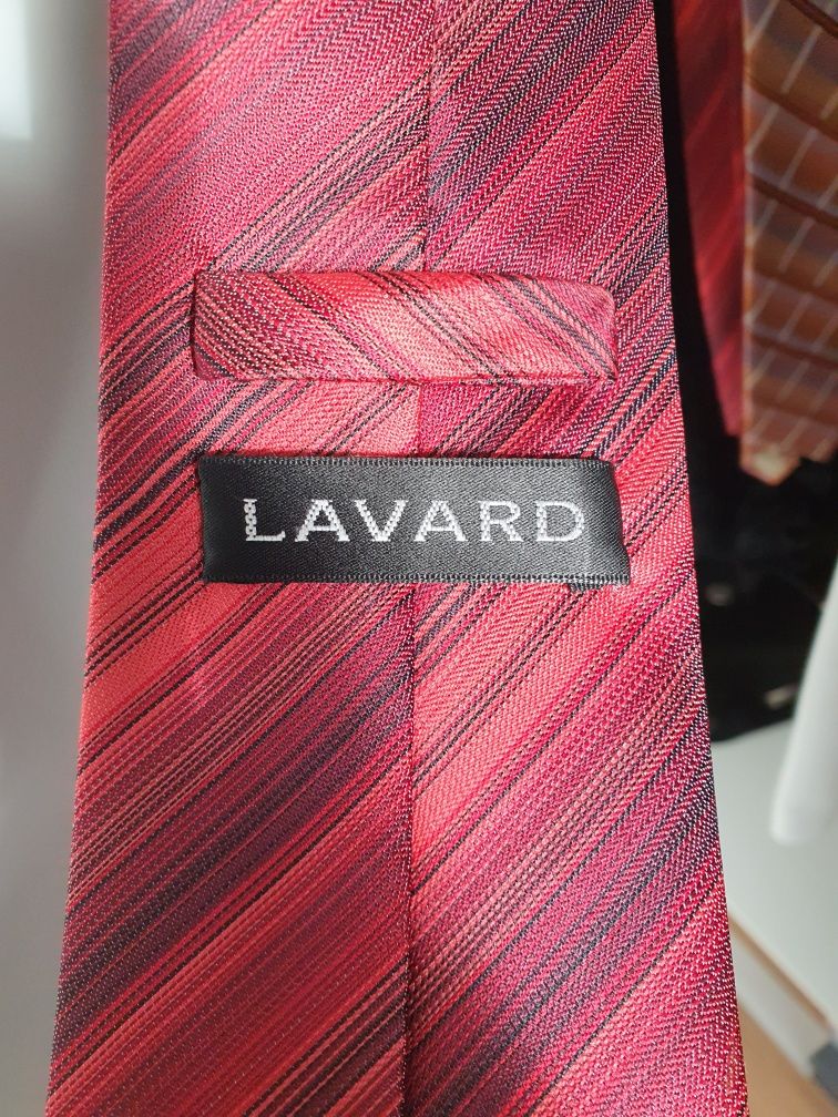 Krawat Lavard, krawat czerowno czarno rózowy, krawat mikrofibra