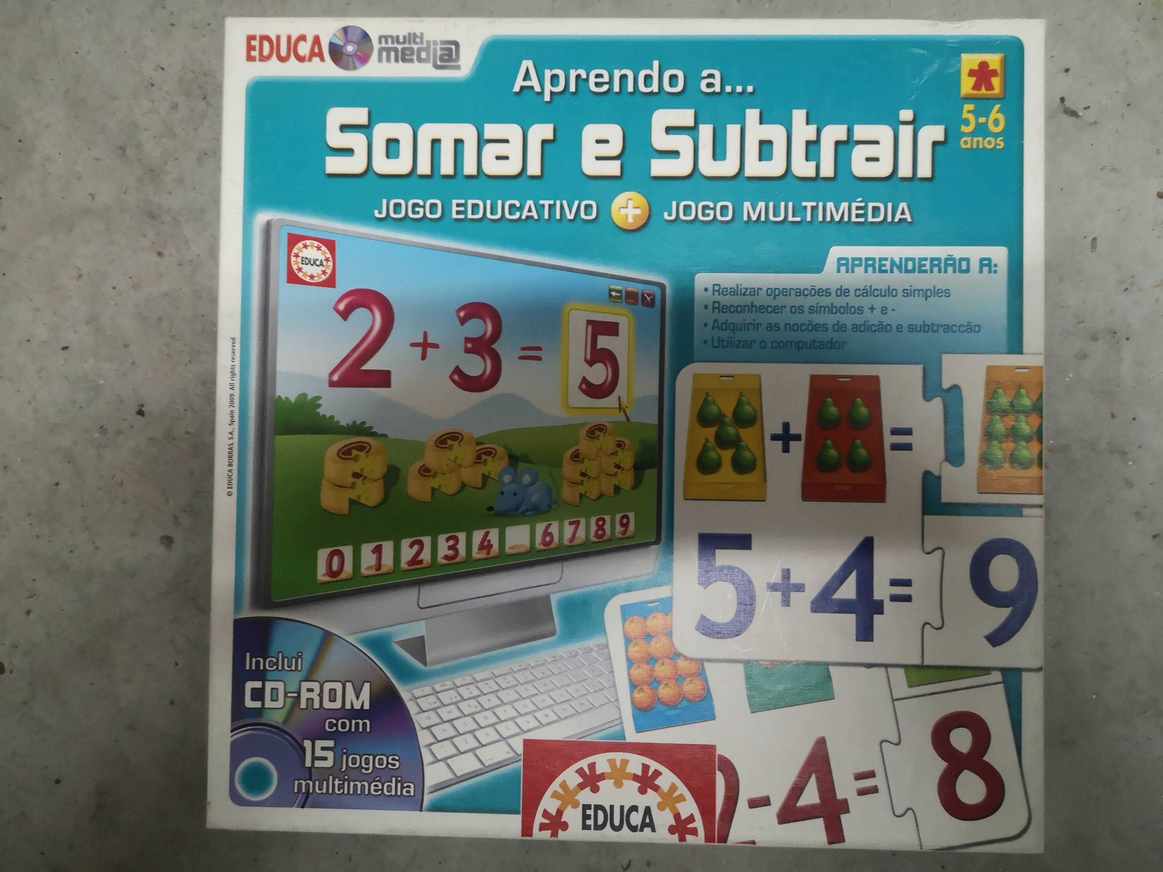 Jogo Que horas são, jogo Somar e subtrair e kit de magia infantil