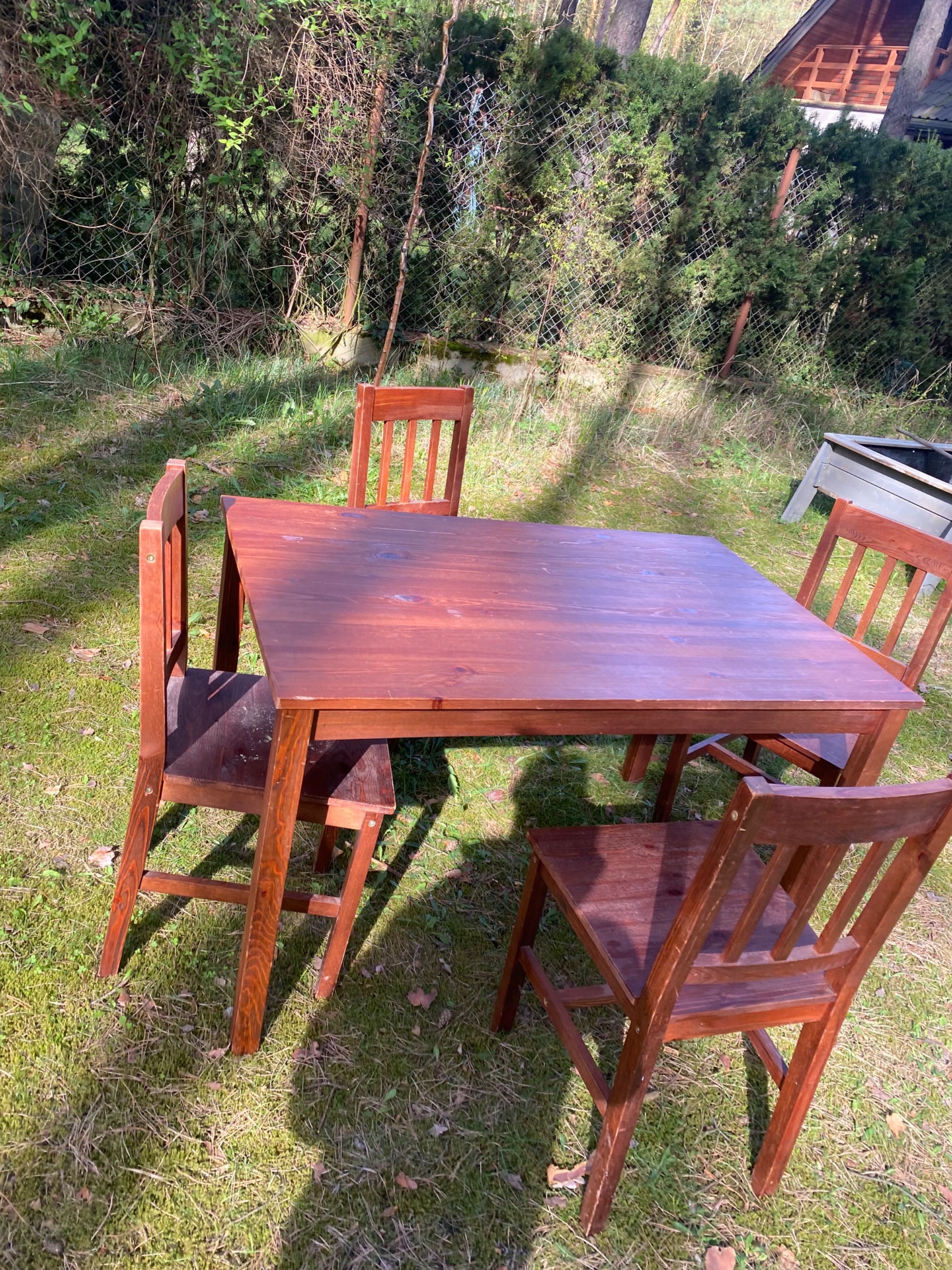 Stół drewniany +4 krzesła Tanio