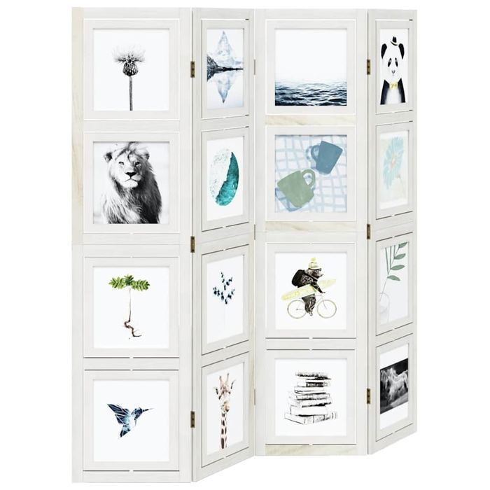 vidaXL Parawan pokojowy, 4-panelowy, biały, lite drewno paulowni