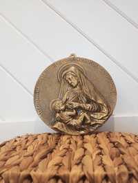 Ikona, obraz, medal z mosiądzu Matka Boska