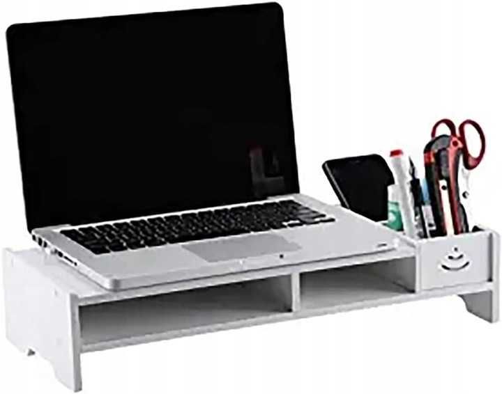 Podstawka pod monitor biała organizer