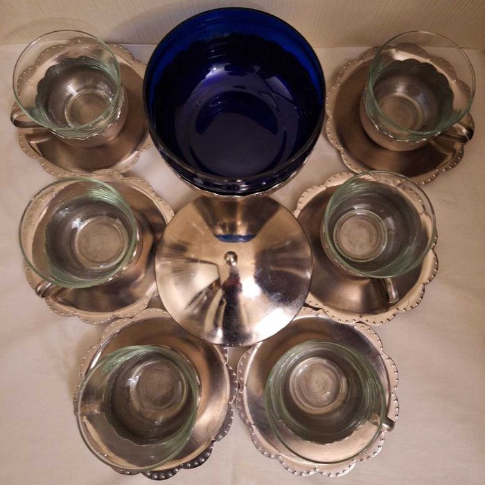 Новый Чайный набор с подстаканниками на 6 персон | СССР