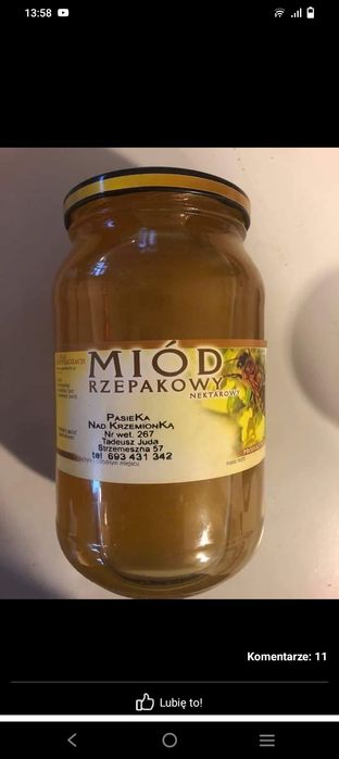 Miód z własnej pasieki .