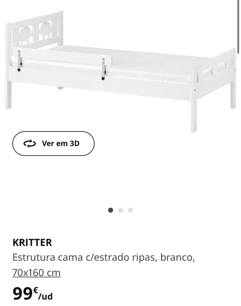 Cama criança branca, com colchao e protetor de colchao