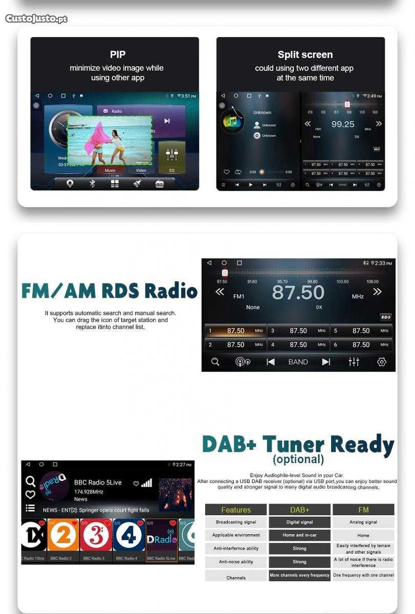 Auto-rádio 9 Polegadas Android 14 Skoda Fabia 2015 a 2019