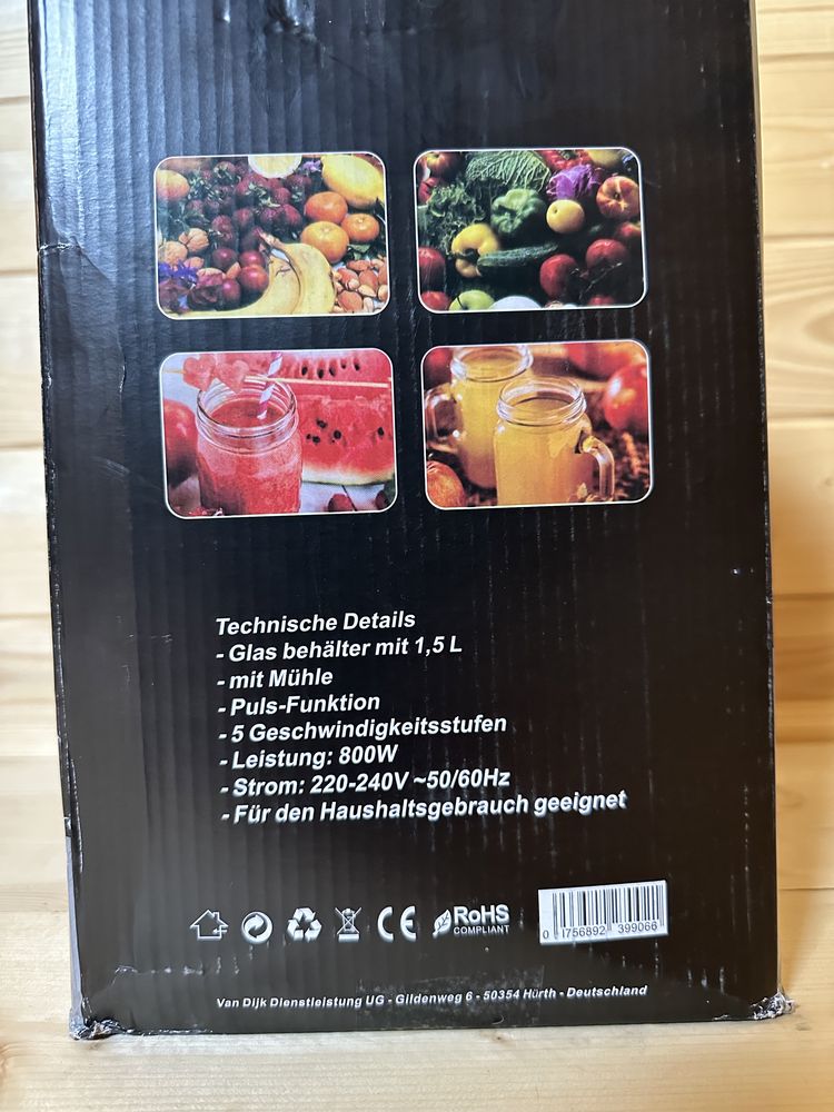 Mikser szklany ALKANA 1,5 L + młynek do kawy