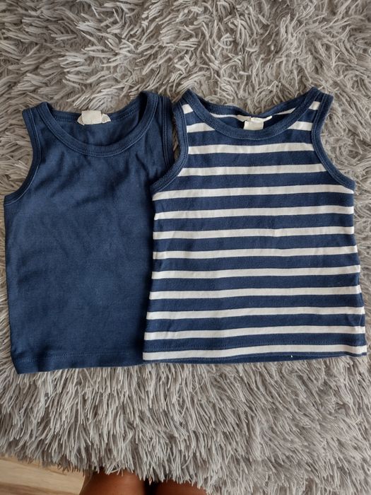 Zestaw komplet koszulka, podkoszulek na ramiączkach 92 H&m