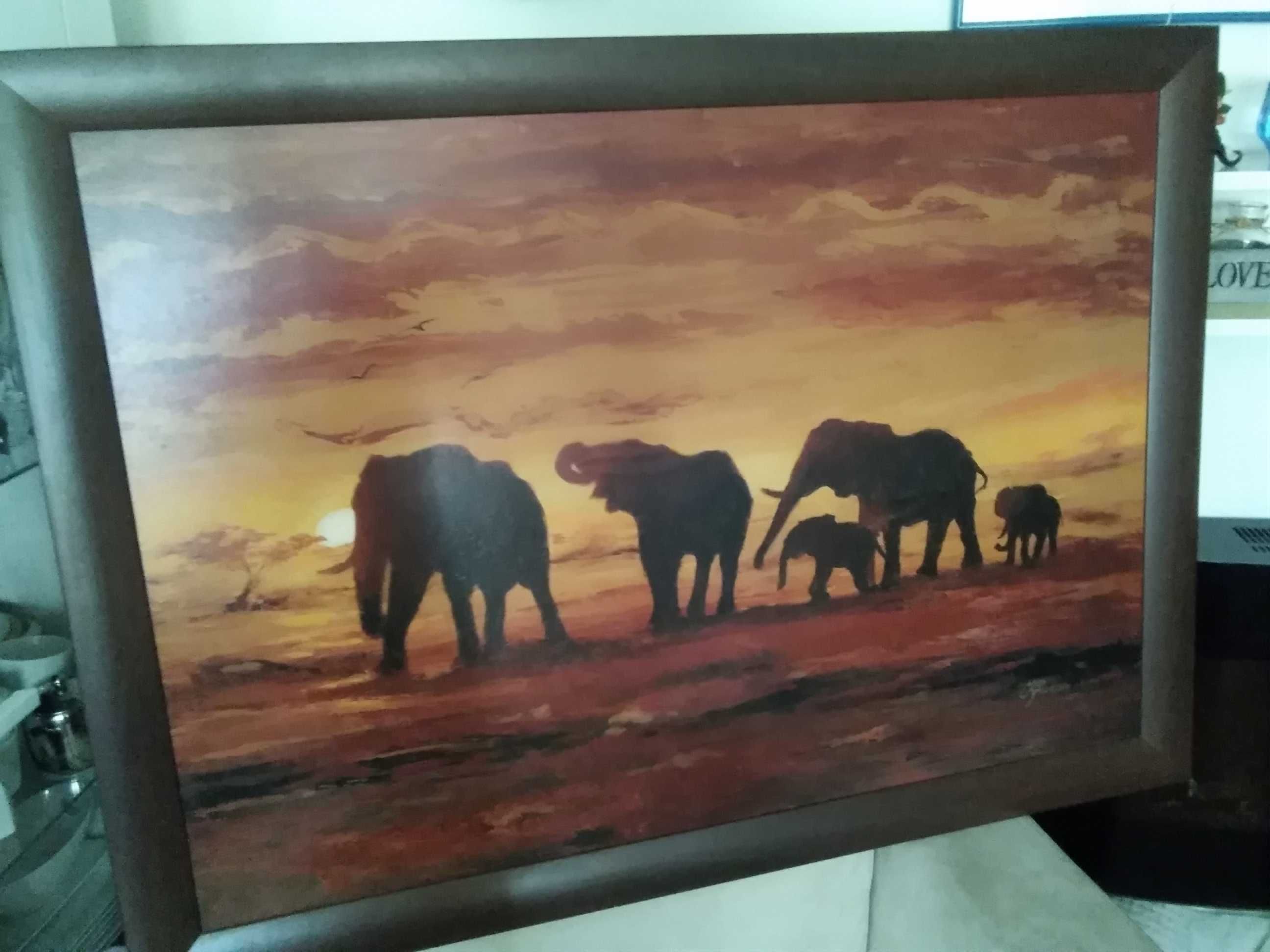 Obraz ze sloniami.