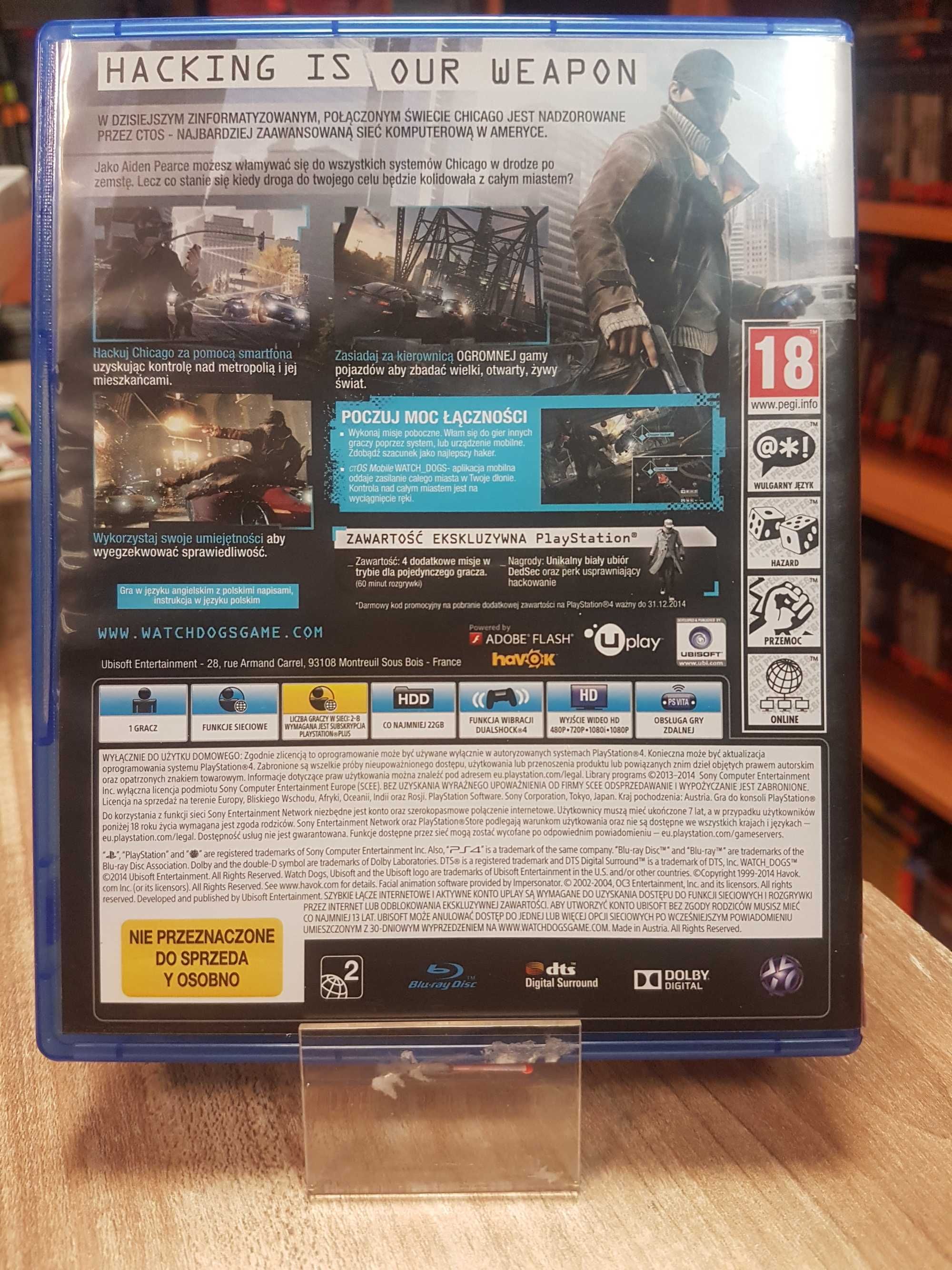 Watch Dogs Sony PlayStation 4 (PS4) SklepRetroWWA