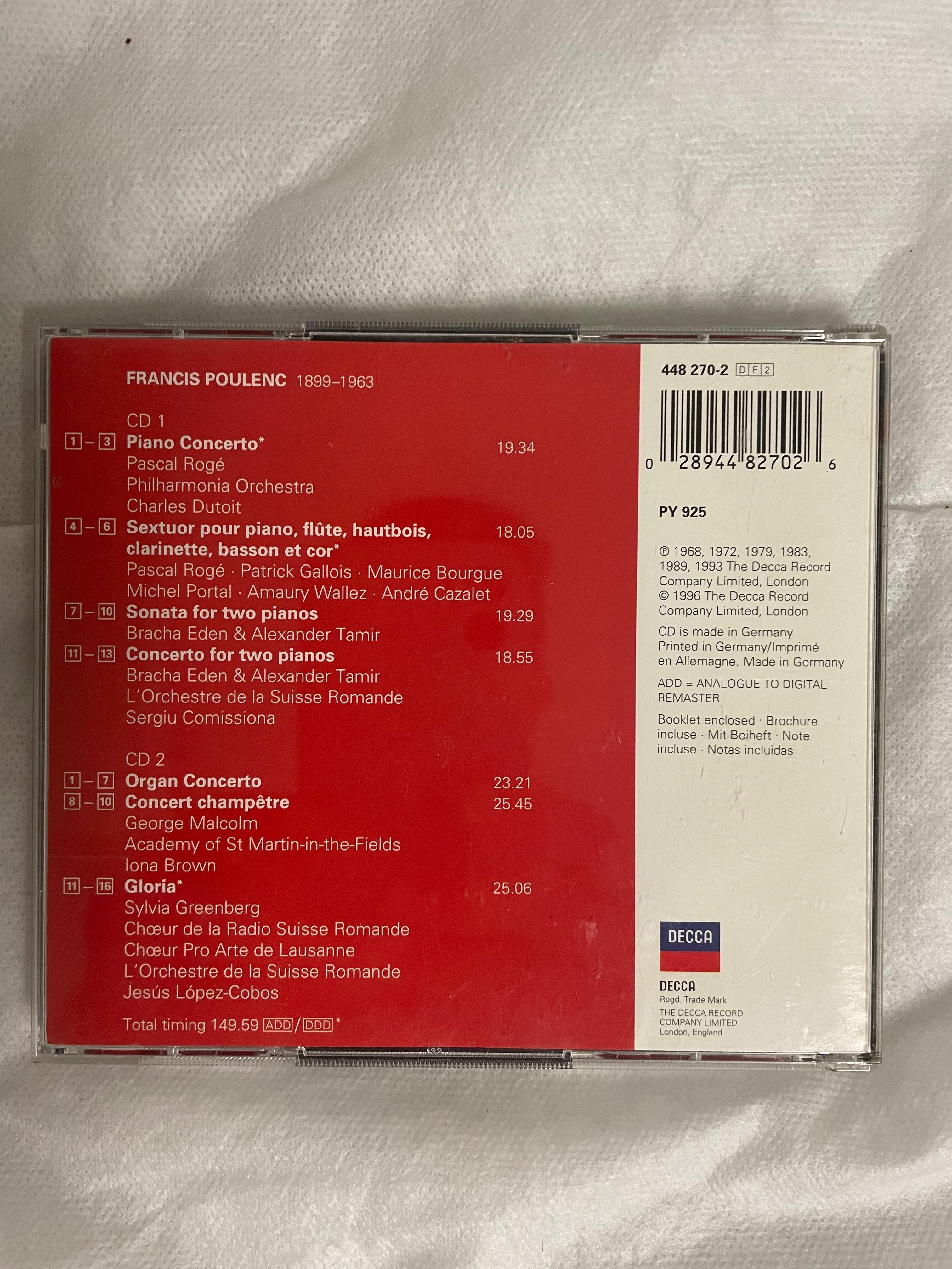 CD duplo Poulenc (piano, órgão, cravo, coro)