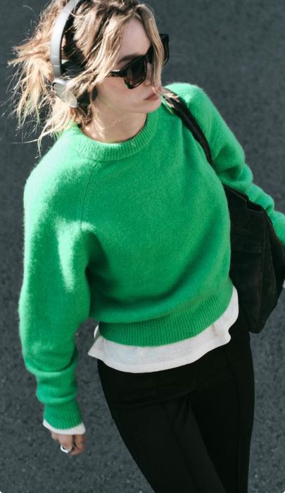 Zielony mięciutki sweter Zara roz. S