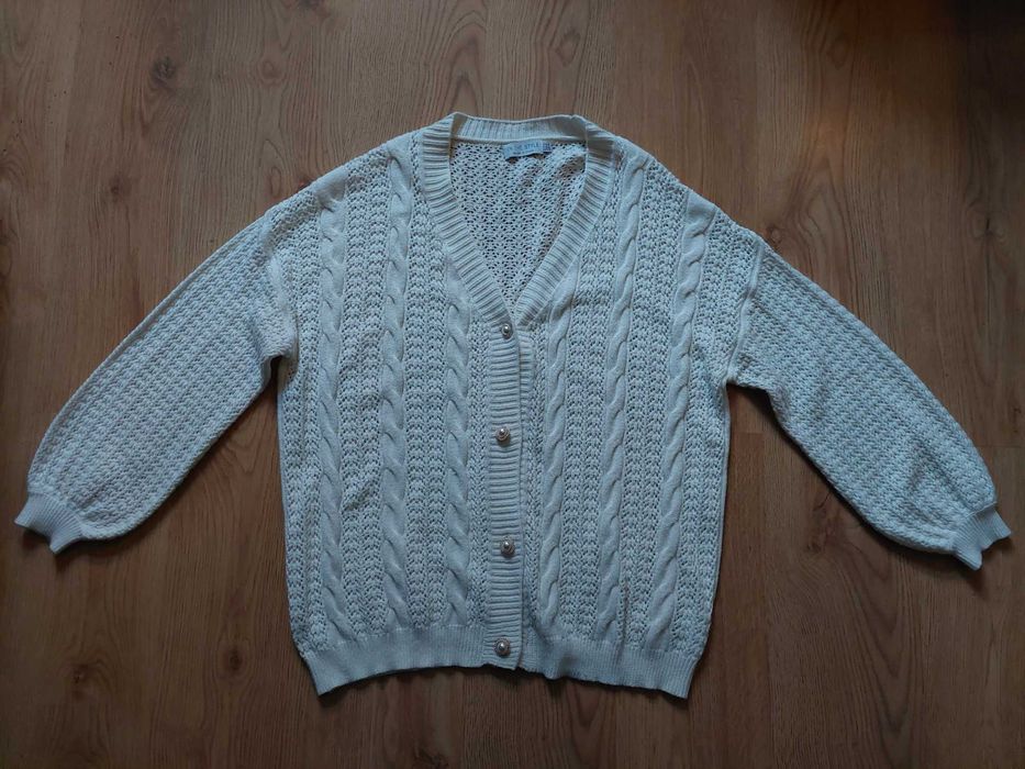 Sweterek In the style 16 xxl 44 oversize ażuro rozpinany wiskoza akryl