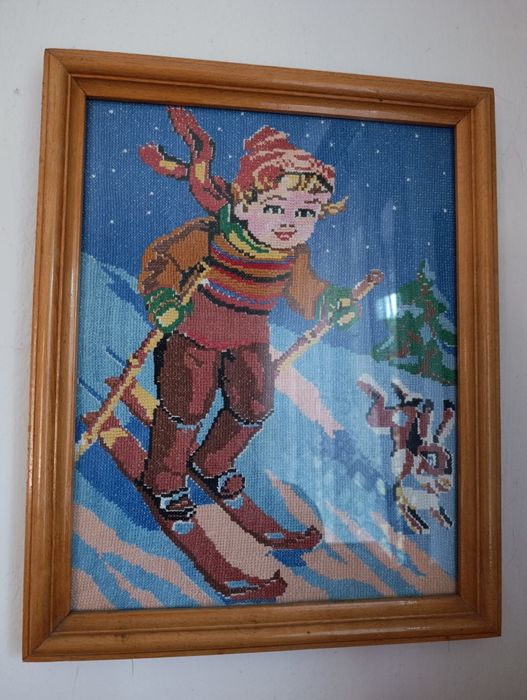 Лижник СССР картина вишита   досить велика 46 см