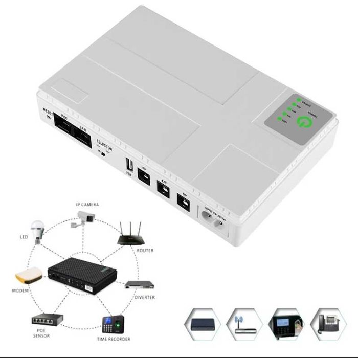 Безперебійник для WI-FI роутера, dc ups,5V,9V,12V,powerbank 10400 36Вт