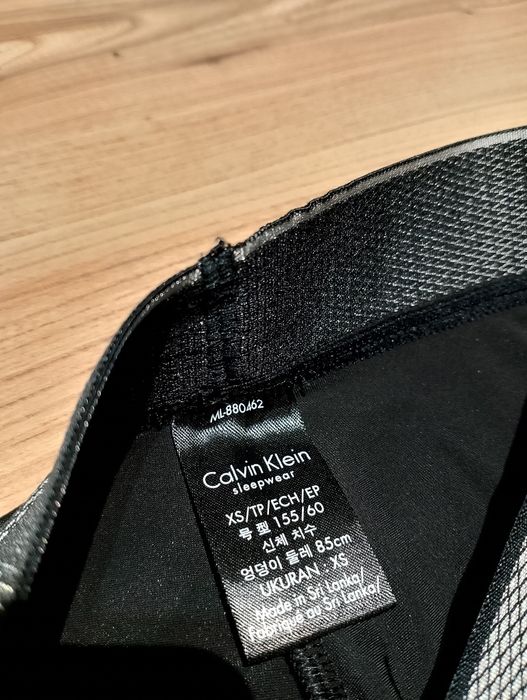 Czarne Legginsy Piżama Z Lampasem Calvin Klein Sleepwear