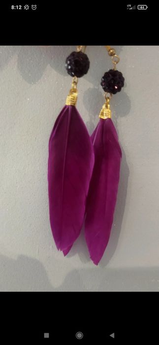 Piórka fioletowe kolczyki