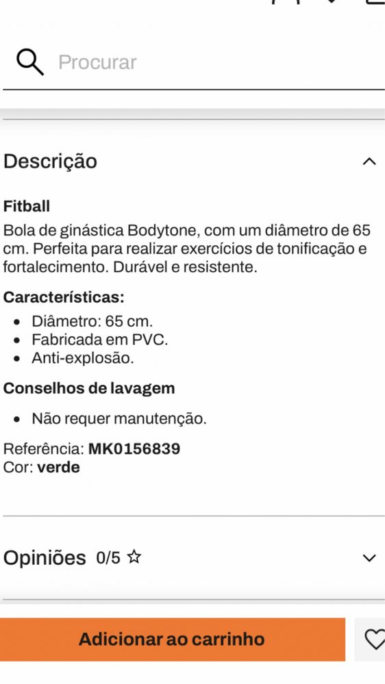 Bola de ginástica p Pilates 65 cm estrear n caixa