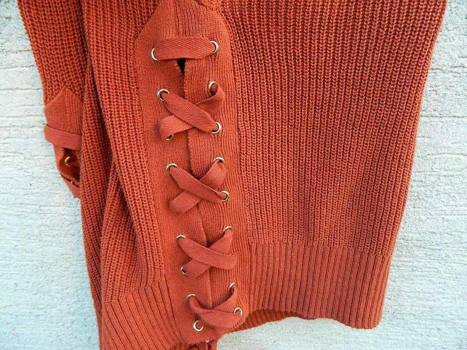 Ciążowa tunika sweter, wiązane boki bawełna 36/38