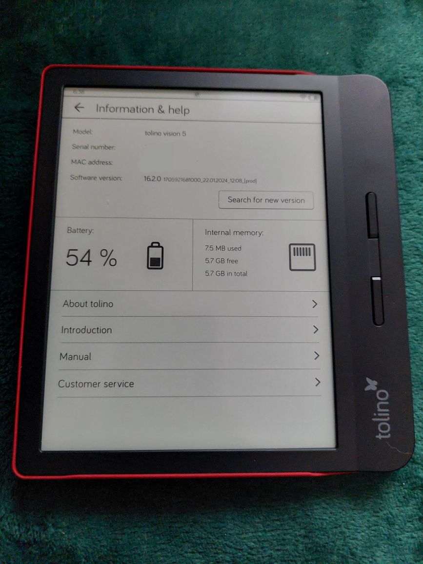 Czytnik ebook tolino vision 5