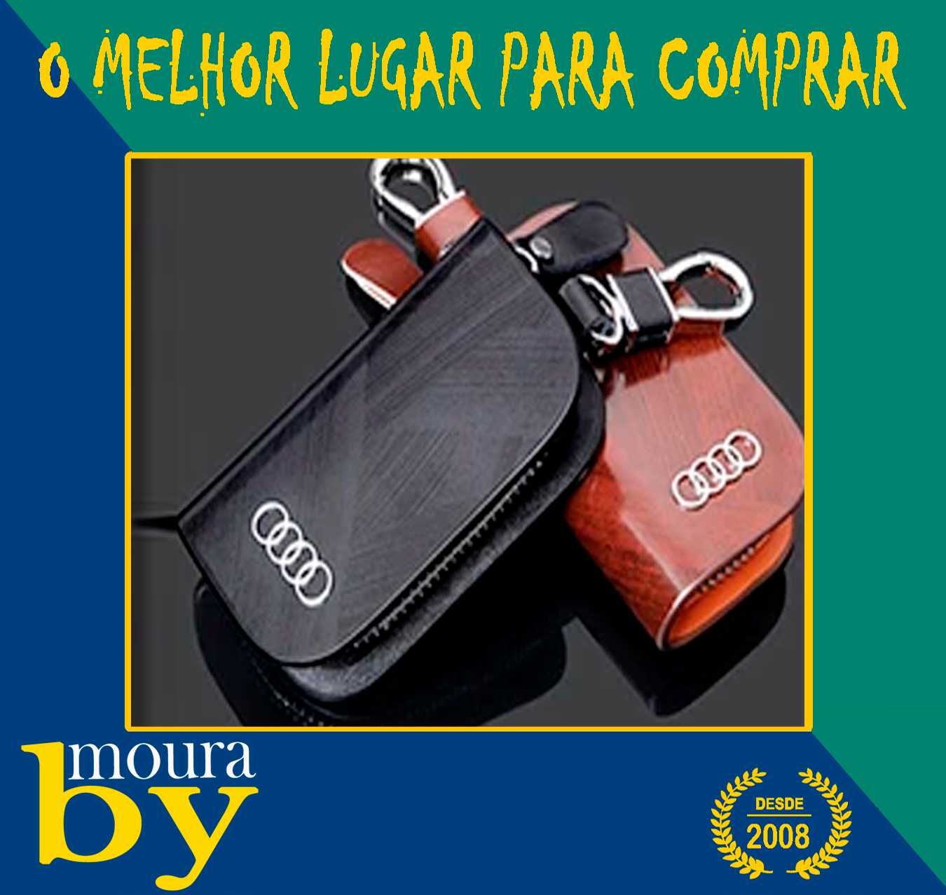 Bolsa Porta chaves para comando  Audi em Preto creme Vermelho riscado