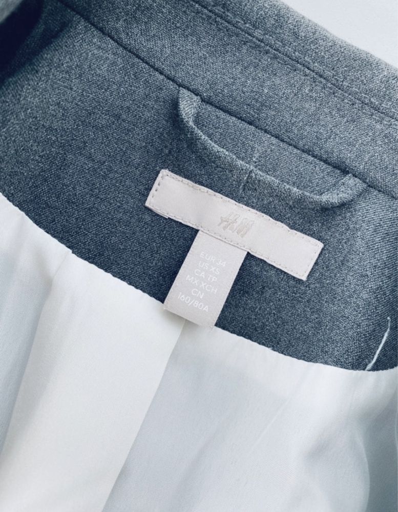 Marynarka żakiet H&M szary rozmiar 34/XS